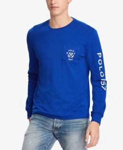 Shop Polo Ralph Lauren Men's Custom Slim Fit T-shirt In Sapphire Star