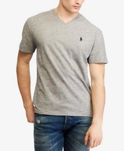 Shop Polo Ralph Lauren Men's V-neck T-shirt In Grey Heather