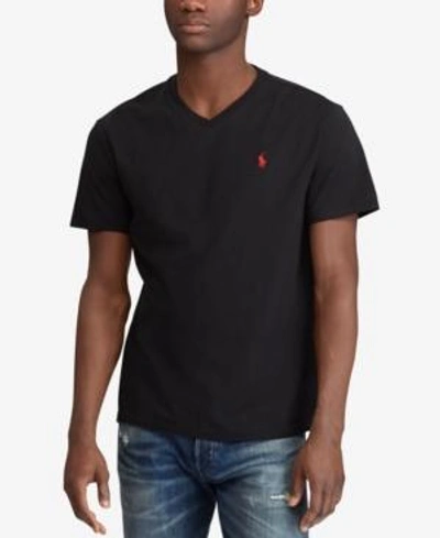 Shop Polo Ralph Lauren Men's V-neck T-shirt In Black