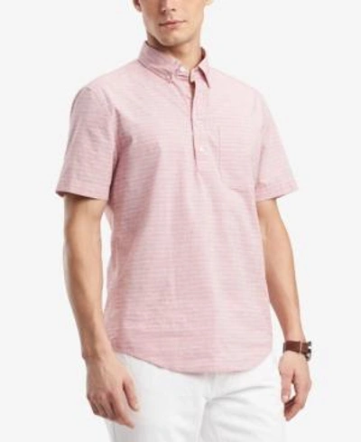 Shop Tommy Hilfiger Men's Graham Stripe Popover Pocket Shirt, Created For Macy's In Apple Red