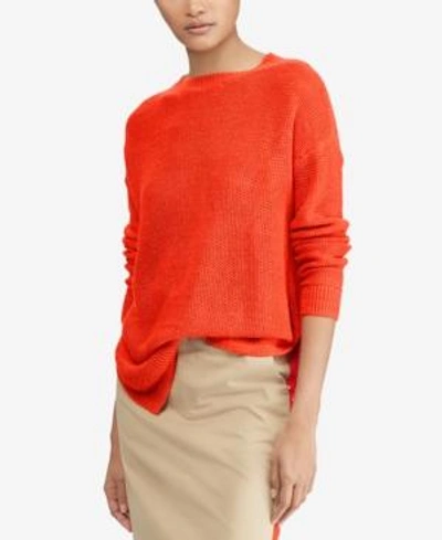 Shop Polo Ralph Lauren Rib-knit Linen Sweater In Red
