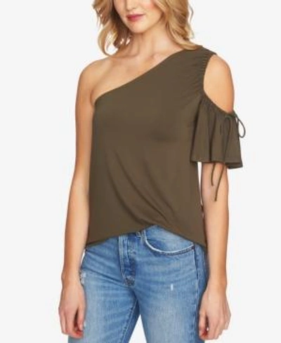 Shop 1.state One-shoulder Cold-shoulder Top In Olive Tree