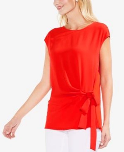 Shop Vince Camuto Cap-sleeve Side-tie Top In Geranium