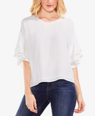 Shop Vince Camuto Tiered Ruffle-sleeve Top In New Ivory