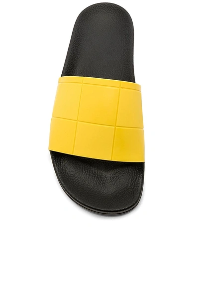 Shop Adidas Originals Adilette Checkerboard In Core Black & Core Black & Super Lemon