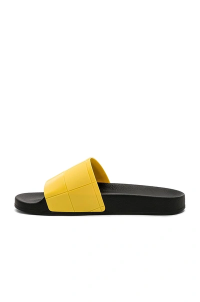 Shop Adidas Originals Adilette Checkerboard In Core Black & Core Black & Super Lemon