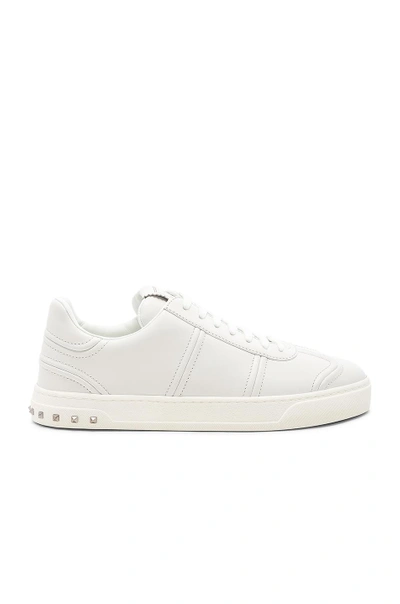 Shop Valentino Leather Sneakers In White
