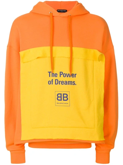 Balenciaga The Power Of Dreams Patch Double Hem Hooded Sweatshirt In Orange  | ModeSens