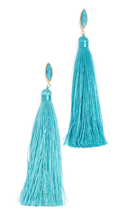 Shop Gorjana Palisades Tassel Earrings In Turquoise/ocean/gold