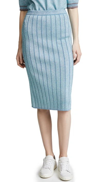 Shop Marc Jacobs Metallic Pencil Skirt In Pale Blue