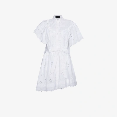 Shop Simone Rocha Cotton Belted Shirt Dress In White