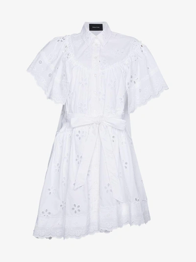 Shop Simone Rocha Cotton Belted Shirt Dress In White