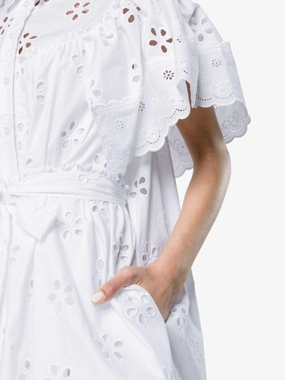 Shop Simone Rocha Cotton Belted Shirt Dress In White