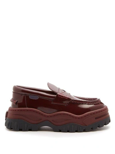 Eytys Angelo Leather And Rubber Platform Loafers In Burgundy | ModeSens