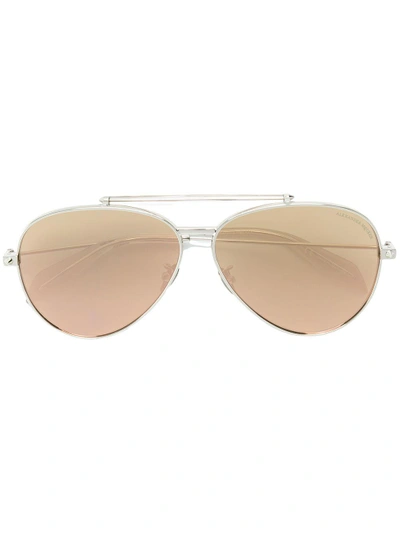 Shop Alexander Mcqueen Pilot-frame Sunglasses In Metallic
