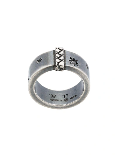 Shop Bottega Veneta Star Engraved Chunky Ring - Metallic