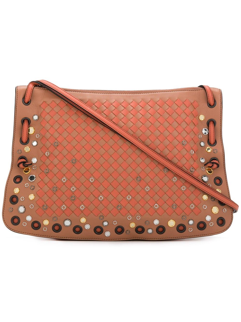 Bottega Intrecciato Weave Crossbody Bag Pink & Purple ModeSens