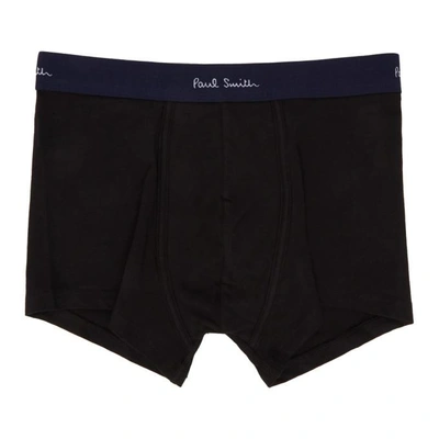 Shop Paul Smith Three-pack Black Cotton Striped Boxer Brief Set