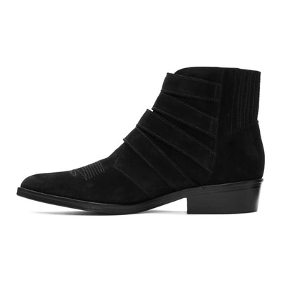 Shop Toga Virilis Black Suede Four-buckle Boots