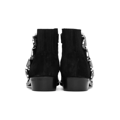 Shop Toga Virilis Black Suede Four-buckle Boots
