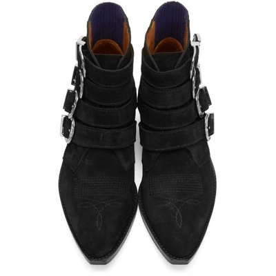 Shop Toga Virilis Black Suede Four-buckle Boots