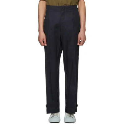 Shop Jil Sander Navy Pedro Buckle Trousers In 404.navy