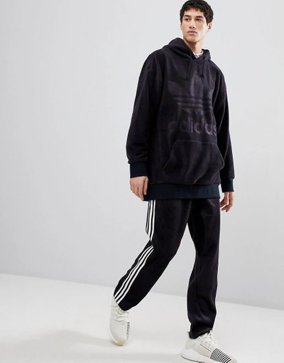 Shop Adidas Originals Adicolor Velour Hoodie In Oversized Fit In Black Cy3549 - Black