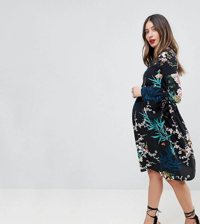 Shop Queen Bee Maternity All Over Floral Printed Skater Dress-multi
