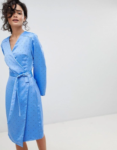 Gestuz Polka Dot Wrap Dress Blue ModeSens