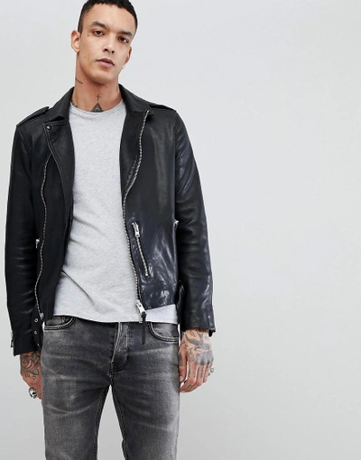 Shop Allsaints Leather Biker Jacket - Black