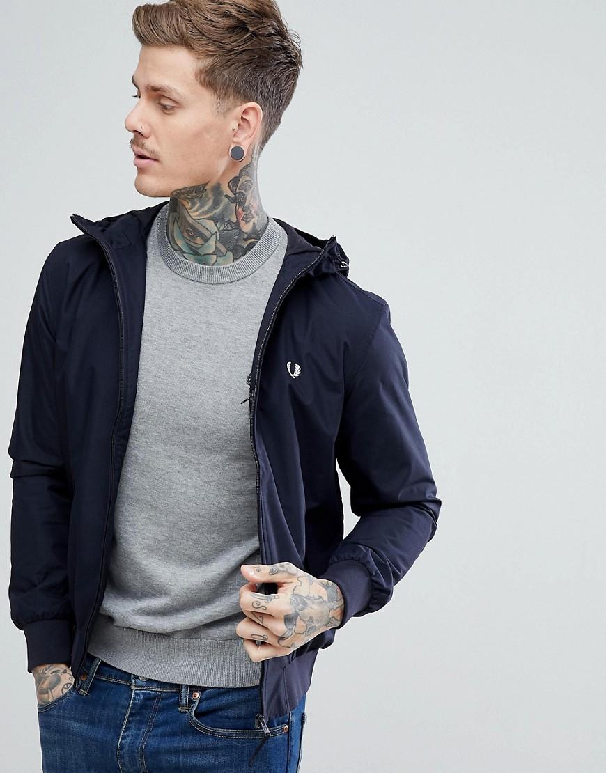 Fred Perry Hooded Brentham Zip Through Jacket In Navy - Navy | ModeSens