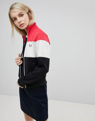 Shop Fred Perry Color Block Track Jacket - Navy