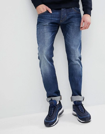 Emporio Armani J20 Extra Slim Fit Mid Wash Distressed Jeans - Blue |  ModeSens
