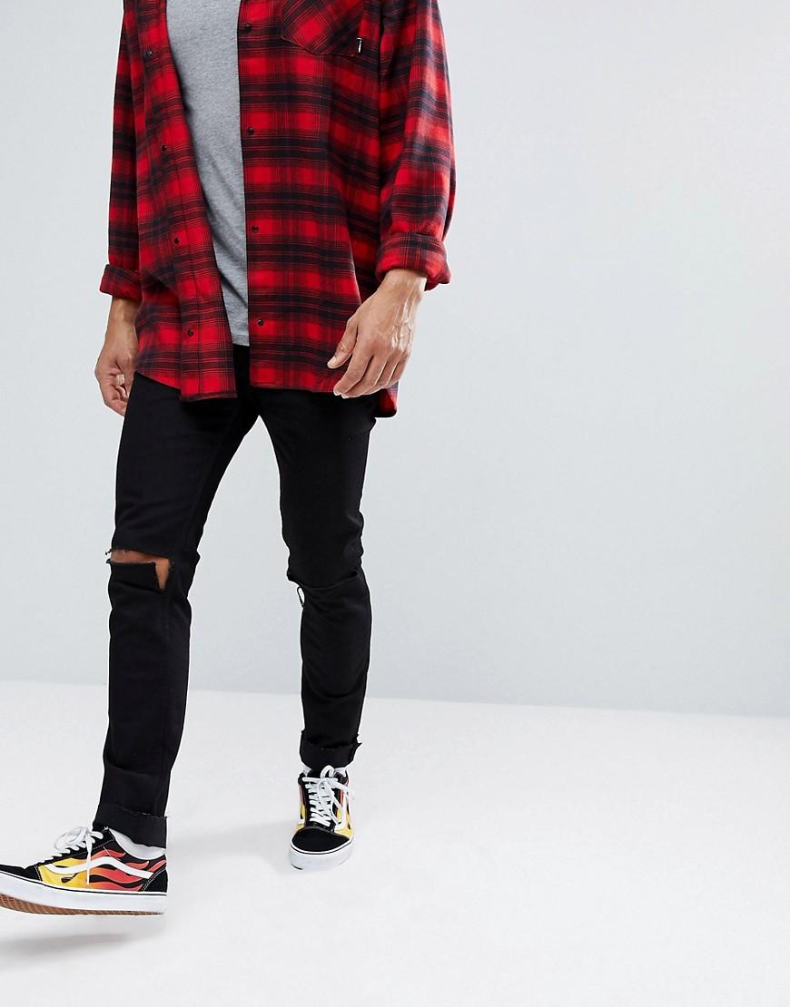 Cheap Monday Skinny Jeans In Black With Knee Rips - Black | ModeSens