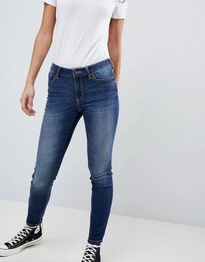 Shop Armani Exchange Super Skinny Mid Rise Jeans-blue