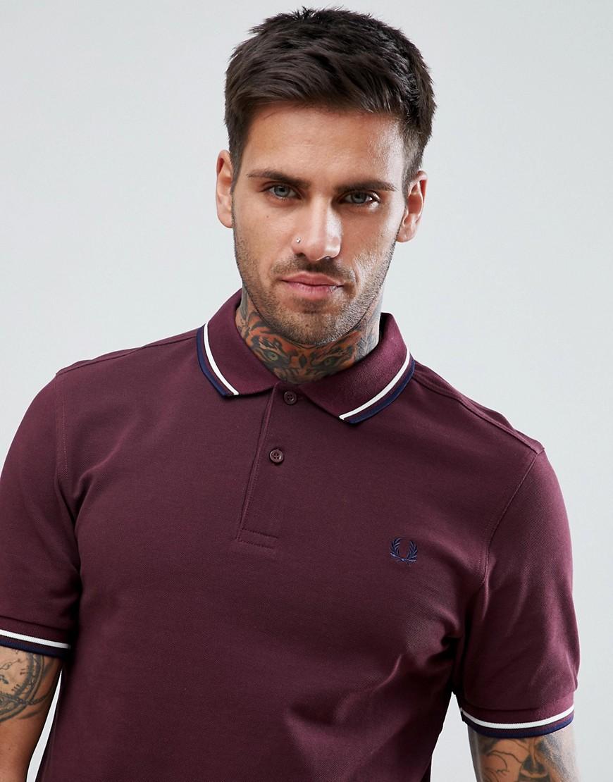 Fred Perry Twin Tipped Polo Shirt In Burgundy - Red | ModeSens