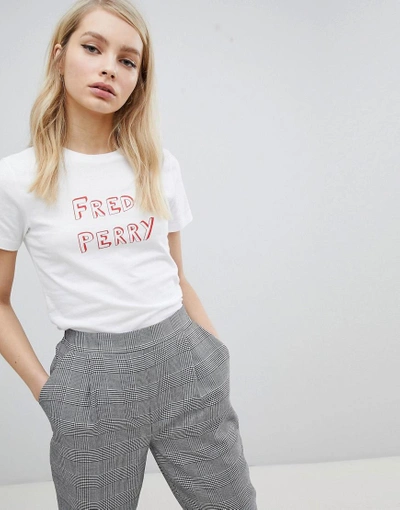 Shop Fred Perry Bella Freud Logo T-shirt - White