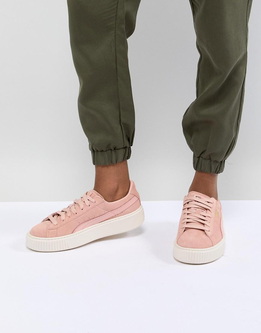puma suede platform pink