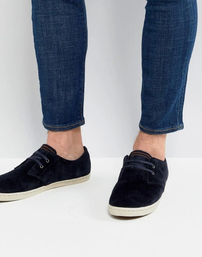 Fred Perry Byron Low Suede Shoes In Navy - Navy | ModeSens