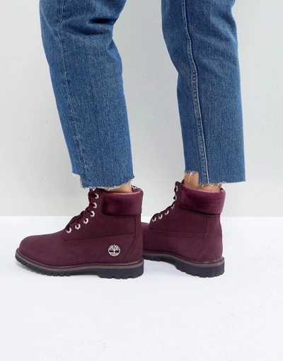 Shop Timberland 6 Inch Premium Burgandy Lace Up Boots - Purple
