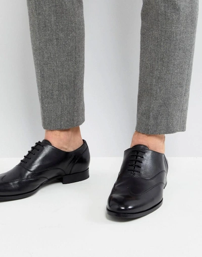 Shop Hugo Boss Smooth Leather Oxford Shoes In Black - Black