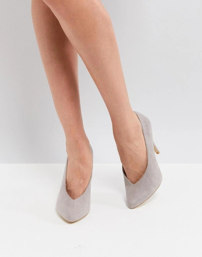 Shop New Look High Vamp Pointed Court Shoe-grey