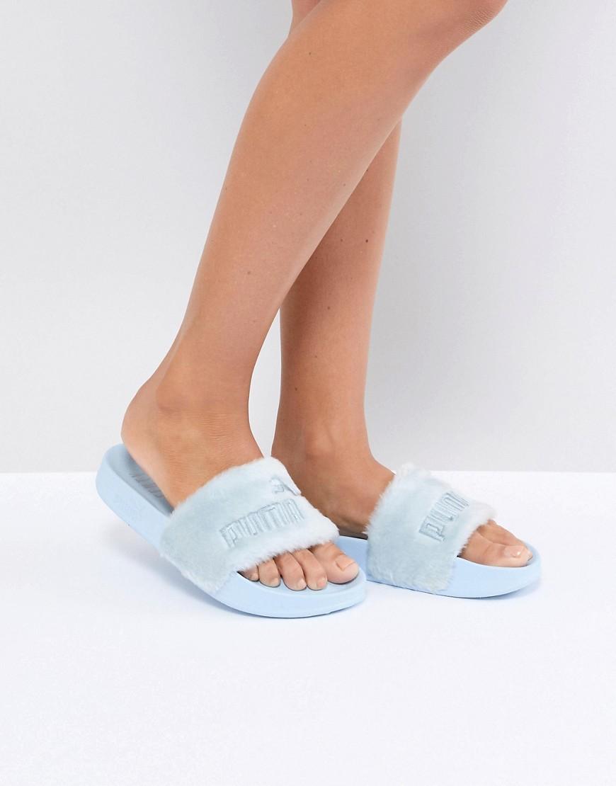 blue fenty slides