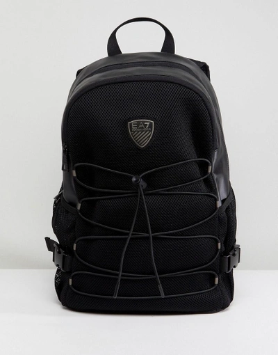 Shop Ea7 Faux Leather Logo Backpack In Black - Black
