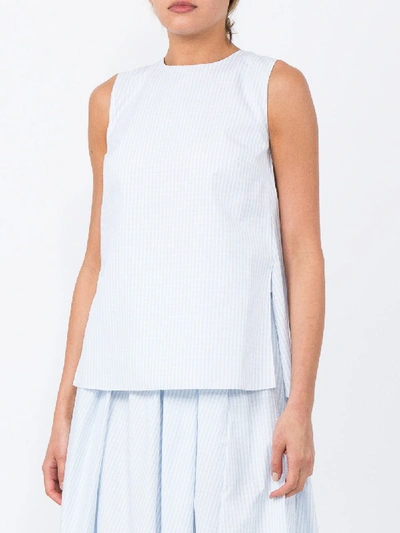 Shop Adam Lippes Striped Cotton Shell With Knot Detail