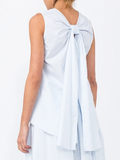 Shop Adam Lippes Striped Cotton Shell With Knot Detail