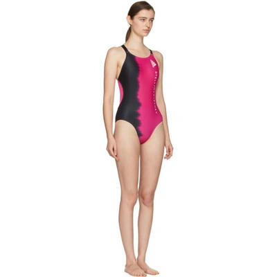 Shop Adidas By Stella Mccartney Pink And Black Train Swimsuit In Eqt Pink