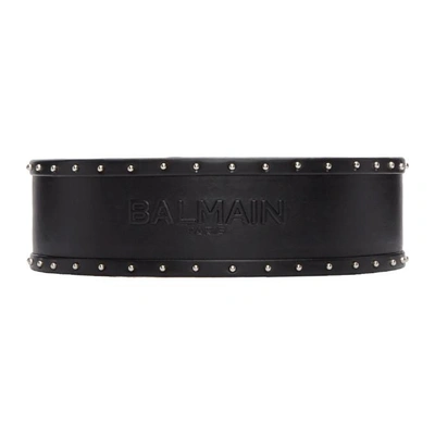 Shop Balmain Black High Waist Signature Belt In C0100 Noir