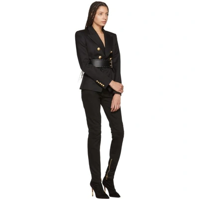 Shop Balmain Black High Waist Signature Belt In C0100 Noir