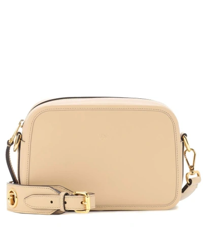 Shop Fendi Camera Case Leather Shoulder Bag In Beige
